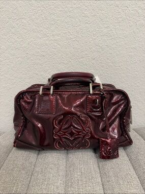 Loewe Women's Burgundy Patent Leather Satchel Bag W/ Lock & Key